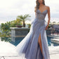 Nox Anabel C1843 Mesh A-Line Peaked Neckline Sequin Prom Ball Gown