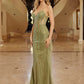 Nox Anabel C1844 Vestido de Noche de Tul sin Tirantes con Cuentas y Escote en Pico