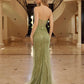 Nox Anabel C1844 Vestido de Noche de Tul sin Tirantes con Cuentas y Escote en Pico