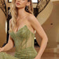 Nox Anabel C1844 Vestido de Noche de Tul sin Tirantes con Cuentas y Escote en Pico
