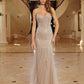 Nox Anabel C1844 Vestido de Noche de Tul sin Tirantes con Cuentas y Escote en Pico