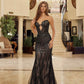 Nox Anabel C1848 Fitted Beaded Tulle Strapless Keyhole Bodice Prom Gown