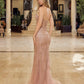 Nox Anabel C1848 Fitted Beaded Tulle Strapless Keyhole Bodice Prom Gown