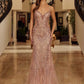 Nox Anabel C1849 Beaded Tulle Lace Up Closure Spaghetti Strap Prom Gown
