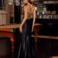 Nox Anabel C1852 Vestido de Fiesta Largo de Satén Elástico con Corsé Adornado con Pedrería
