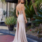 Nox Anabel C1852 Vestido de Fiesta Largo de Satén Elástico con Corsé Adornado con Pedrería