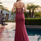 Vestido largo de fiesta Nox Anabel C1868 sin tirantes, ajustado, de jersey brillante con abertura alta en el muslo