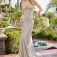 Nox Anabel C1877 Vestido de Noche de Tule Ajustado Totalmente Bordado con Escote en V