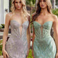 Nox Anabel C1877 Vestido de Noche de Tule Ajustado Totalmente Bordado con Escote en V
