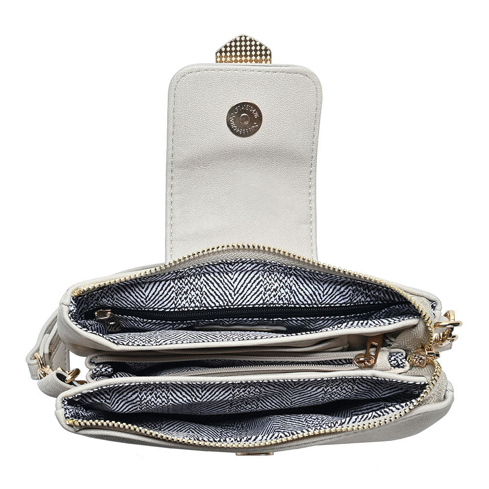 Belt Buckle Pointed Wristlet Clutch / Crossbody Bag