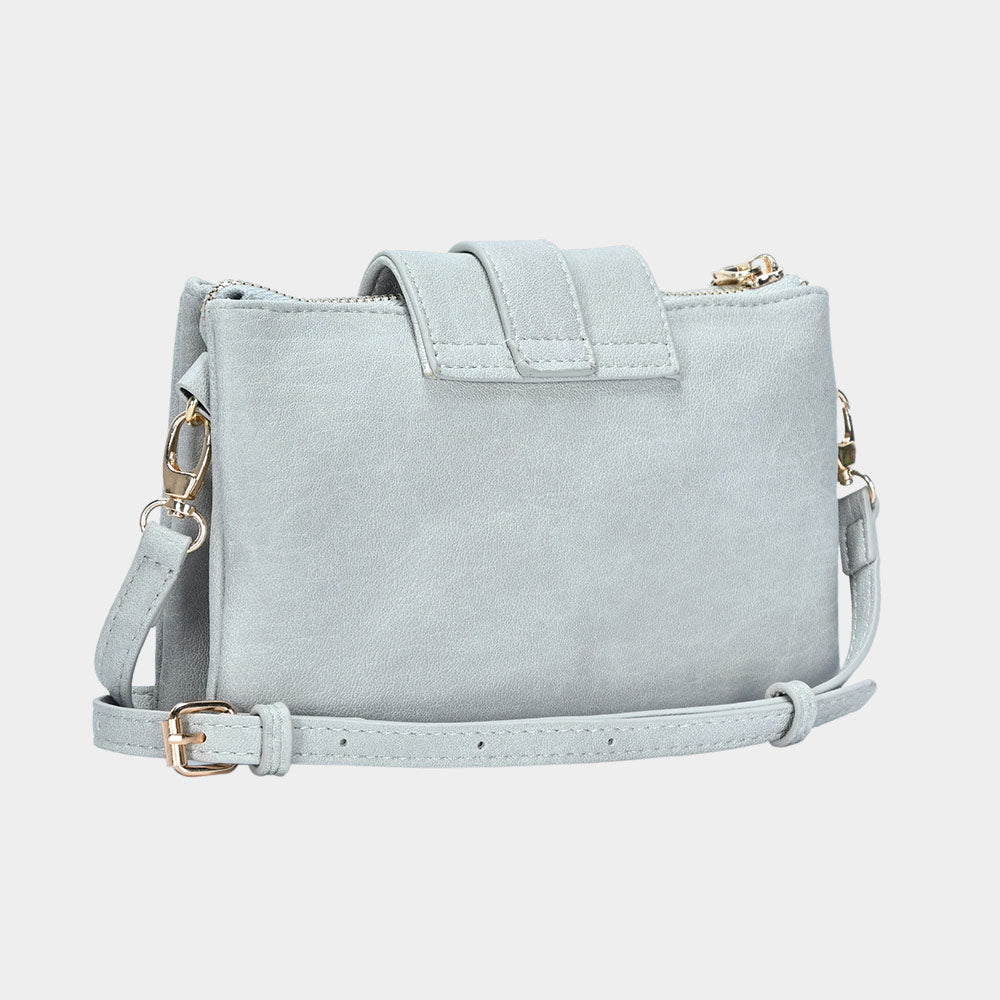 Belt Buckle Pointed Wristlet Clutch / Crossbody Bag