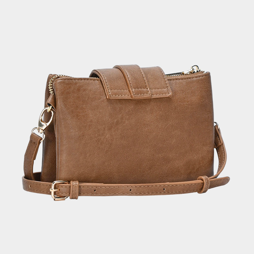 Belt Buckle Pointed Wristlet Clutch / Crossbody Bag