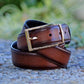 Carrucci Burnished Calfskin Belt - Brown