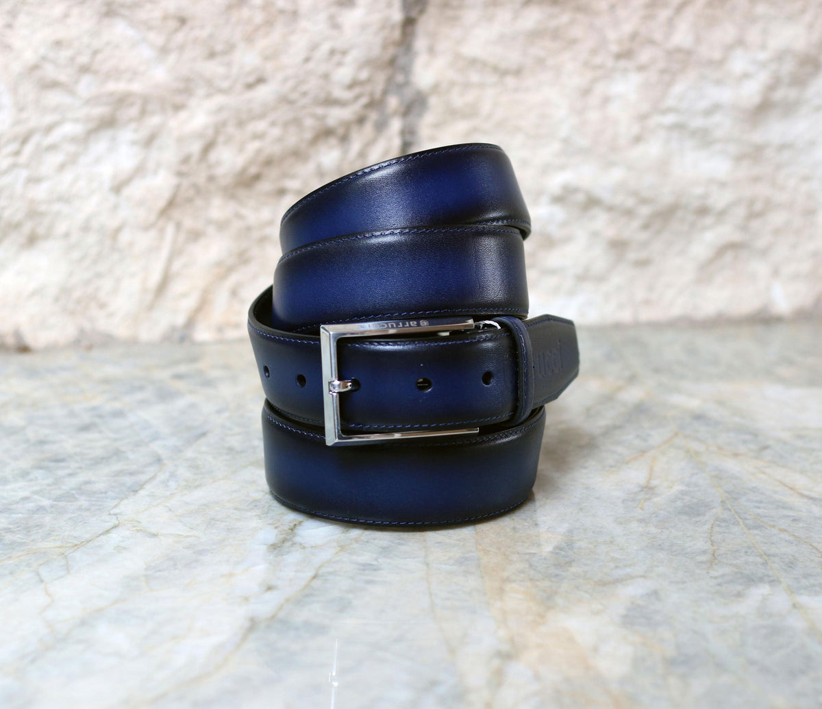 Carrucci Monkstrap Calfskin Shoe - Navy