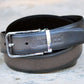Carrucci Burnished Calfskin Belt - Grey