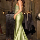 Ladivine CA119 Vestido de Fiesta Formal de Satén Elástico Ajustado con Escote Corazón