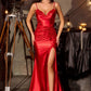 Ladivine CA119 Vestido de Fiesta Formal de Satén Elástico Ajustado con Escote Corazón