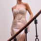 Ladivine CA121 Vestido Largo Ajustado Corsé Adornado Escote Corazón