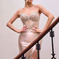 Ladivine CA121 Vestido Largo Ajustado Corsé Adornado Escote Corazón