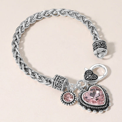 Heart Stone Charm Bracelet