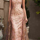 Cinderella Divine CB046W Strapless Gown Floral Applique Glitter Tulle Overskirt