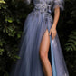 Cinderella Divine CB080 Long Strapless Tulle Floral Ball Gown