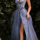 Cinderella Divine CB080 Long Strapless Tulle Floral Ball Gown