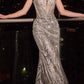 Cinderella Divine CB087 Fitted Glitter and Feather Gown