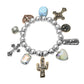 Western Blessed Cactus Cowboy Boot Dice Cross Pearl Charm Beaded Stretch Bracelet