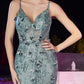 Vestido de sirena ajustado adornado Ladivine CB121 con mangas abullonadas