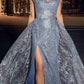 Ladivine CB129 Long Strapless Glitter Printed Fitted Mermaid Gown
