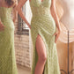 Ladivine CB136 Long Strapless Sequin and Pearl Fitted Evening Gown