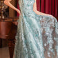 Ladivine CB144 Long Sequin Floral Printed A-Line Dress