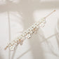 Rhinestone Pave Leaf Flower Charm Pearl Beaded Bracelet