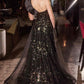 Vestido de gala negro asimétrico de un solo hombro Ladivine CB157