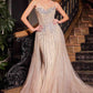 Ladivine CB158 Strapless Crystal Embellished Gown With Overskirt