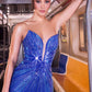 Vestido de noche elástico ajustado con escote pronunciado e ilusión Ladivine CB164