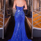 Vestido de noche elástico ajustado con escote pronunciado e ilusión Ladivine CB164