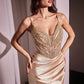 Ladivine CC0238 Dress Pearl Embellished Stretch Satin Glimmering Gown