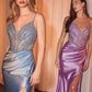 Ladivine CC0238 Dress Pearl Embellished Stretch Satin Glimmering Gown