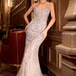 Vestido Ladivine CC0240, corte A, acampanado, con adornos de perlas