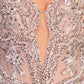 Vestido Ladivine CC0240, corte A, acampanado, con adornos de perlas
