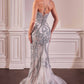 Vestido Ladivine CC0240, corte A, acampanado, con adornos de perlas
