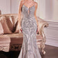 Vestido Ladivine CC0240, corte A, acampanado, con adornos de perlas