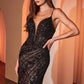 LIQUIDACIÓN - Vestido Ladivine CC0389 de encaje adornado, entallado, rojo (Talla 8)