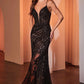 LIQUIDACIÓN - Vestido Ladivine CC0389 de encaje adornado, entallado, rojo (Talla 8)