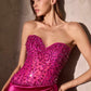 Ladivine CC0447 Vestido de Noche Ajustado con Adornos de Cristal de Gran Impacto y Glamour