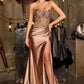 Ladivine CC0447 Vestido de Noche Ajustado con Adornos de Cristal de Gran Impacto y Glamour