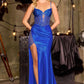 Vestido ajustado de noche Ladivine CC0504 con corpiño corsé transparente y adornos de cristal