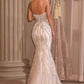 Ladivine CC0688W Vestido de novia entallado sin tirantes con escote pronunciado